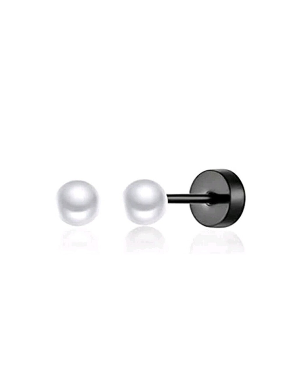 Pearl Screw Back Earrings in Black